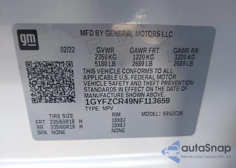 2022 Cadillac Xt4 Fwd Premium Luxury из США, поврежденный, VIN 1GYFZCR49NF113659